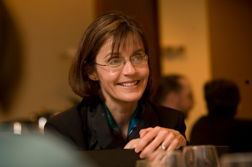 Woman look to the side, smiling